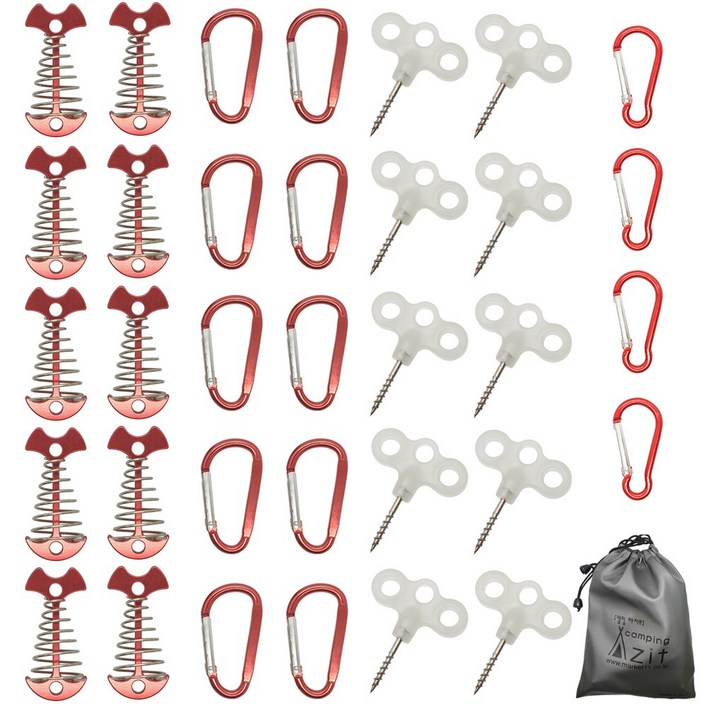 캠핑아지트 리빙쉘 텐트용 오징어 데크팩 35p 세트 레드, 1개