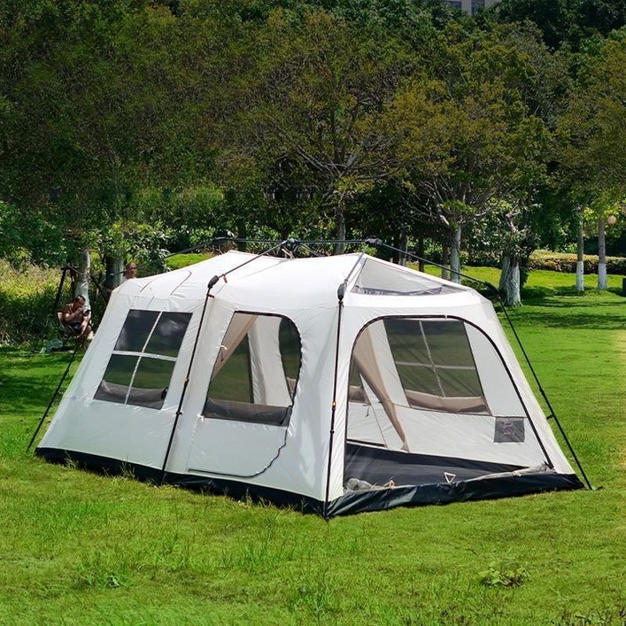 대형 더블 캐노피 텐트 4인용 원터치 캠핑용 방수 쉘터 텐트 야외 캠핑 여행용 경량 설치 쉬운 모던한 디자인
