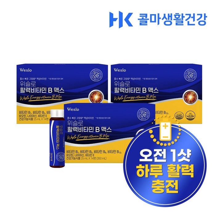 콜마생활건강 위슬로 활력 비타민 B 맥스 고함량 액상 흡수 빠른 활력비타민, 350ml, 3개