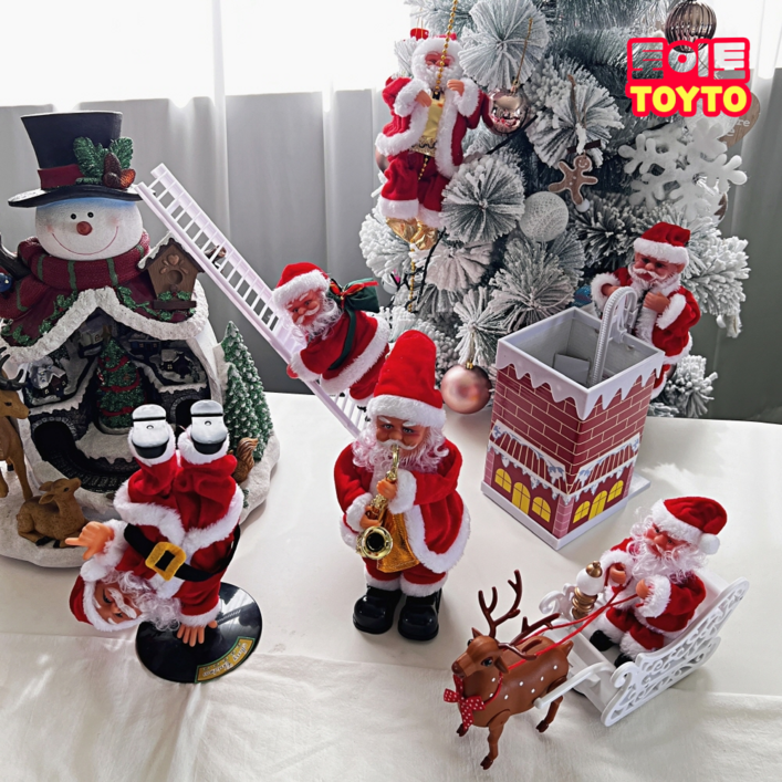 크리스마스 줄타는 산타 인형 6종 사다리 색소폰 굴뚝 움직이는 산타인형