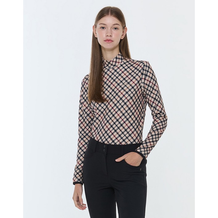 23FW 스테디셀러베이지 체크 긴팔티셔츠 WNTS3D903I2