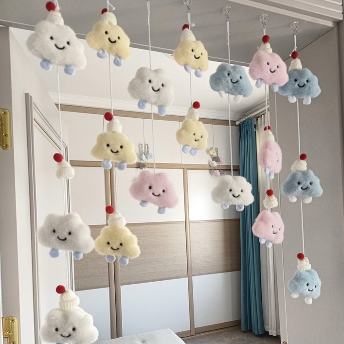 침실 숙소 귀요미 구름 커튼 장식 걸이