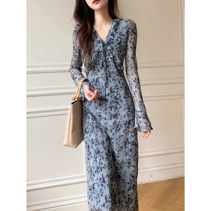 에주아 여성 긴팔 롱원피스 빅사이즈 플로럴