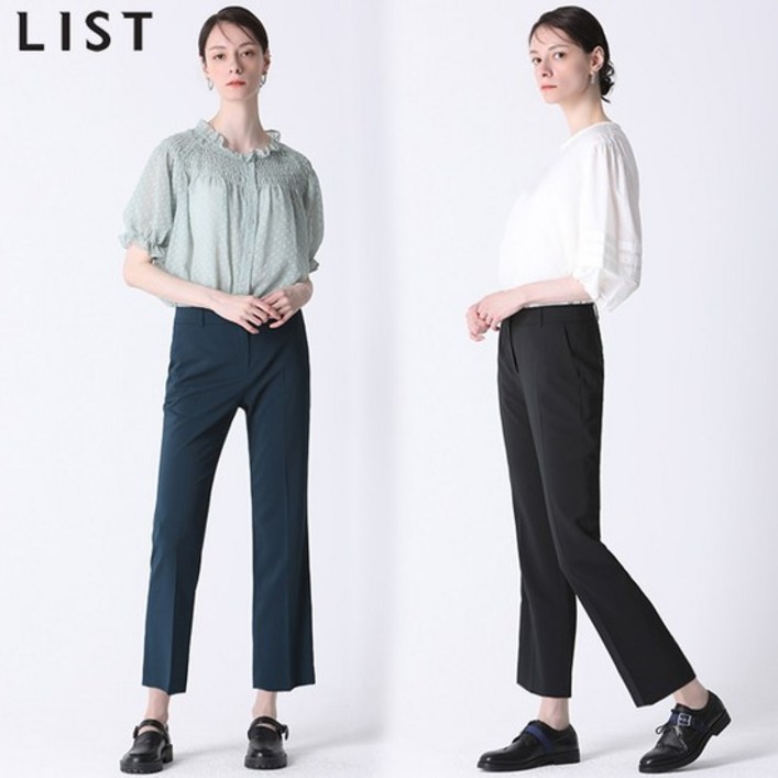 리스트 심플 솔리드 슬림 슬랙스