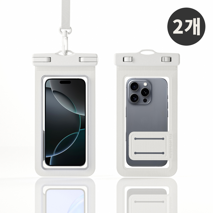 템모어 IP 프리미엄 핸드폰 방수팩, 2개, 화이트