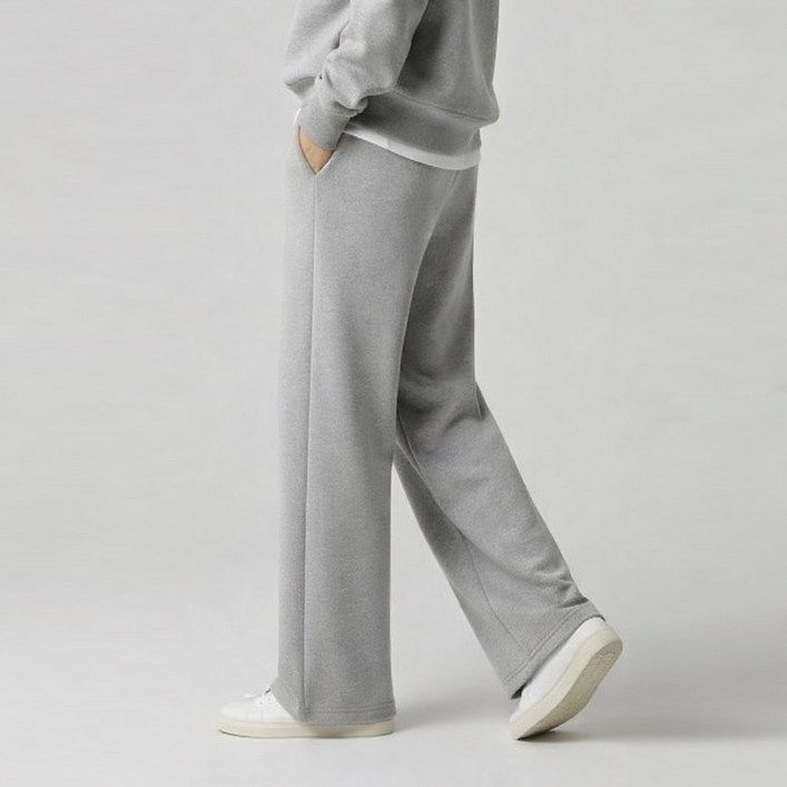 와이드 팬츠 쭈리 면 여성용 트레이닝 바지 여자 와이드 츄리닝