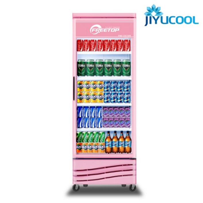 업소용 음료수 컬러 냉장고 프리탑 FT-470RP 핑크, 무료배송지역