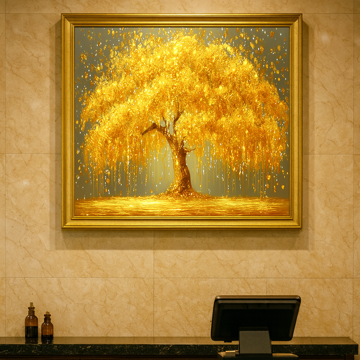 세잔느화실 인테리어 돈벼락 부자되는 황금나무 풍수 재복 금전운 돈벼락 재물가득 캔버스액자 2종
