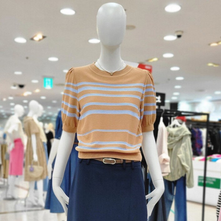 씨씨콜렉트 슬리브셔링 스트라이프 니트풀오버E242KSK135베이지_ 2374672