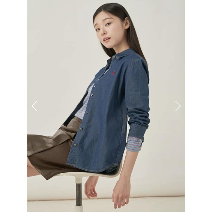 빈폴레이디스 Essential 인디고 데님 레귤러핏 셔츠  블루 BF5764E03P 710379