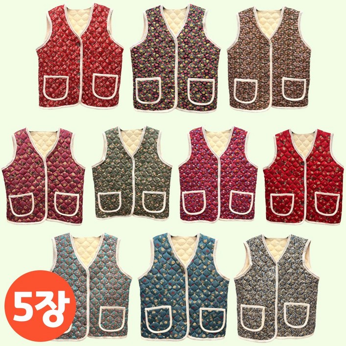 옥이딸 김장조끼 할머니 엄마 촌캉스 조끼 꽃무늬 촌캉스룩 레트로 빅사이즈