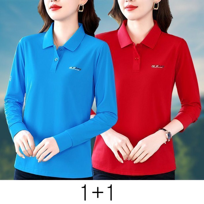 11 긴팔 티셔츠 봄 가을 중년 여성 빅사이즈 긴팔티 캐주얼 엄마옷 루즈핏 터틀넥 여자 티셔츠 세트 LCC