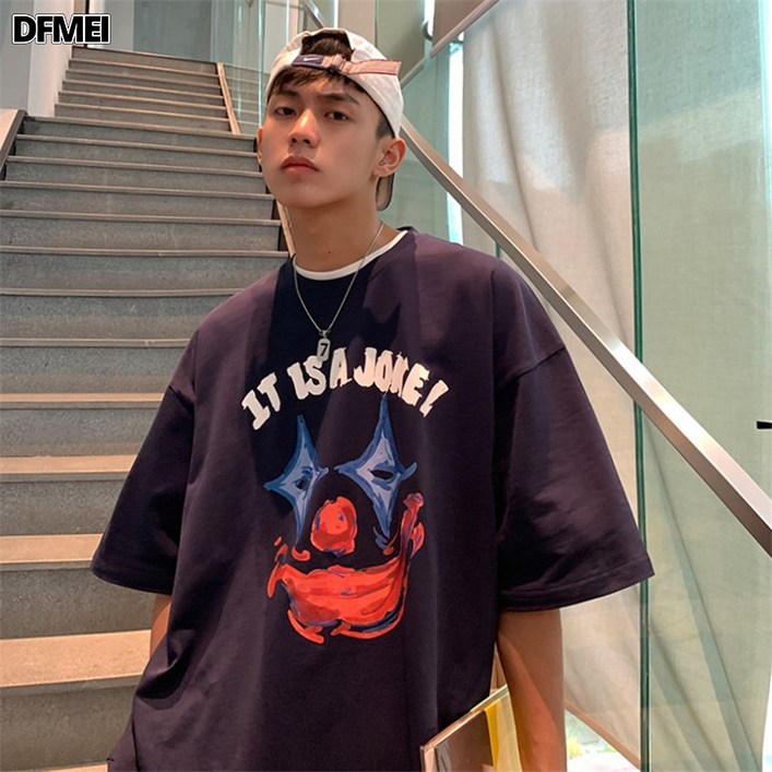 DFMEI 남자 반팔 옷 커플 반팔
