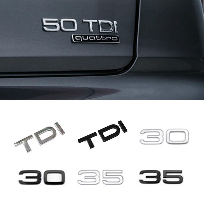 아우디 TDI 30 35 40 45 50 55 트렁크 이니셜 엠블럼 승용 SUV 크롬 검정 호환 용품, 12. 50 BLACK유광