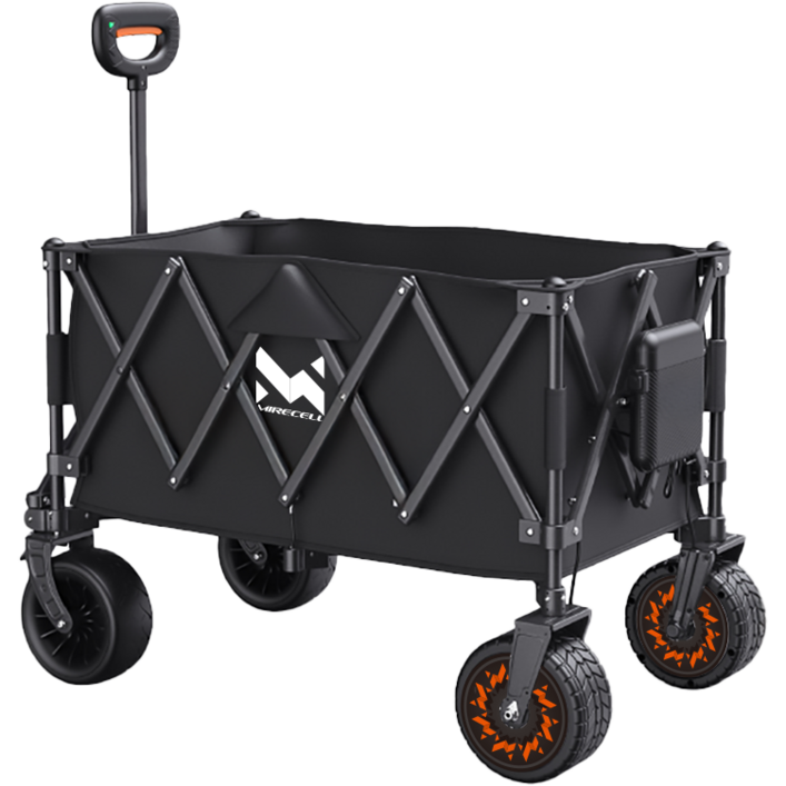 대형 스마트전동웨건 캠핑왜건 카트 광폭타이어 그물망, 1세트, 블랙