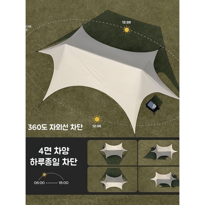 캠핑타프블랙코팅타프 캠핑 초대형 그늘막 쉘터 860*460*260cm, 카키