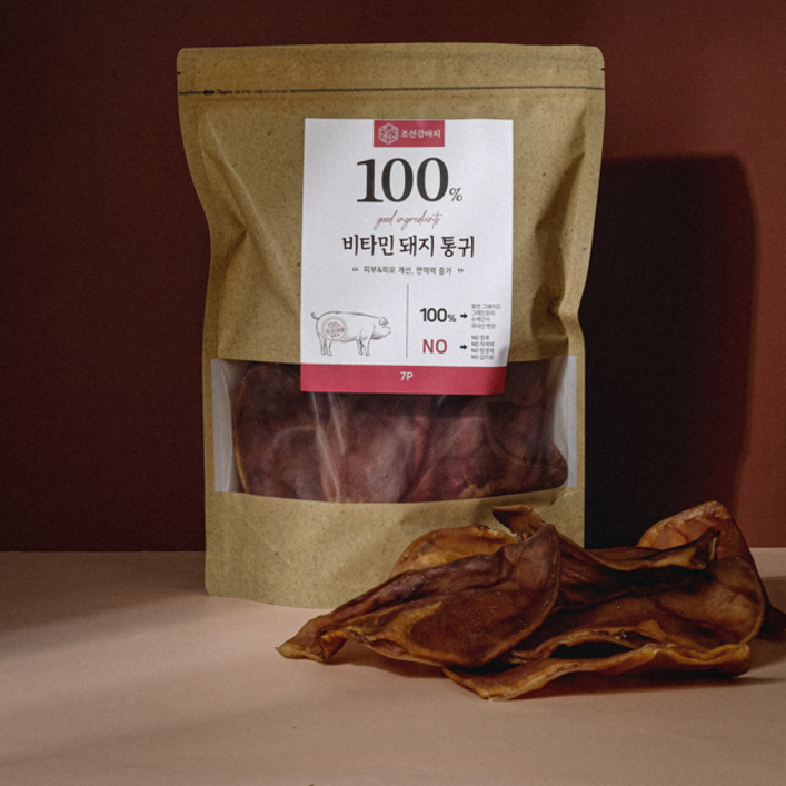 조선강아지 대용량 국산 강아지 수제간식, 비타민 돼지통귀 7P, 350g, 1개 조선강아지 대용량 국산 강아지 수제간식, 비타민 돼지통귀 7P, 350g, 1개