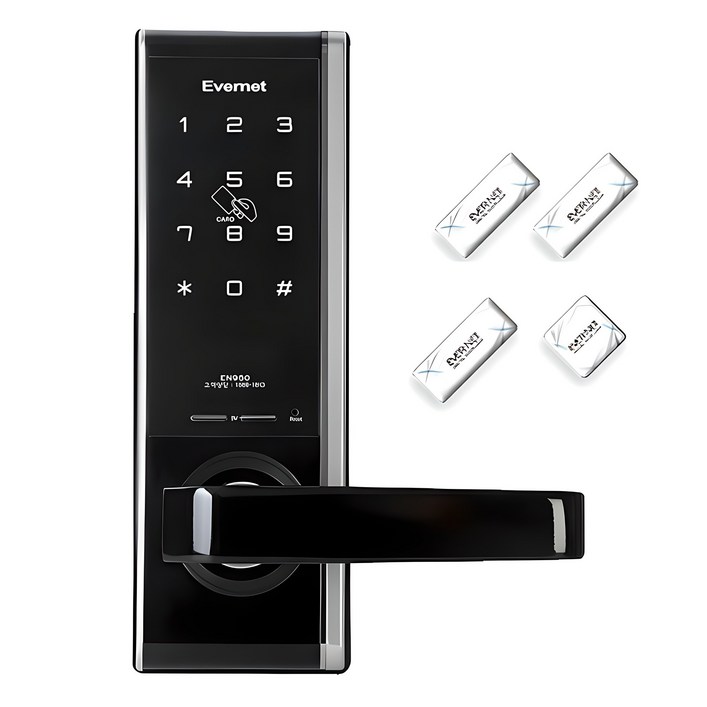 에버넷 무타공 디지털 손잡이 있음 도어락 세트 EN950