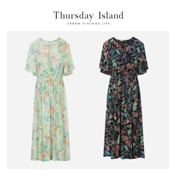 [국내매장 정품] 써스데이아일랜드 빅사이즈 루즈핏 원피스 임부복 태교여행 휴양지 리조트룩 임산부 체형커버 하와이안 플라워 ops