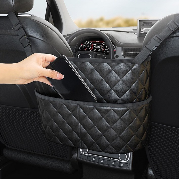 자동차 가방 포켓 자동차수납 자동차 수납함 넉넉한용량 간단설치 자동차 뒷자석 수납함, 검정색 - 주머니 2개, 1개