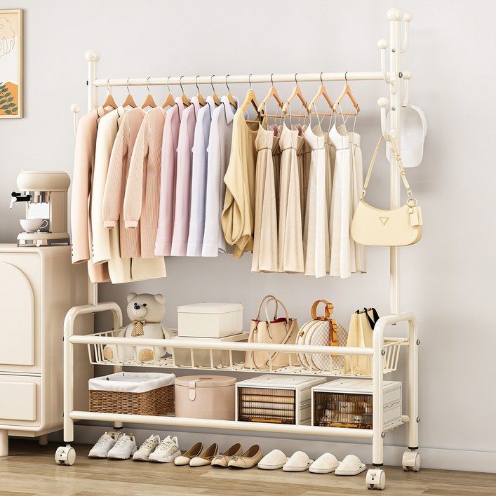 Kipnos 행거 이동식행거 스탠드 옷걸이행거 이동식 튼튼한행거 스탠드행거 철제 다용도, 화이트