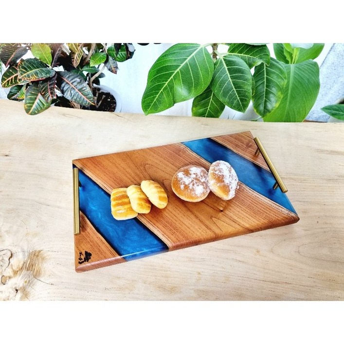 해송공방 레진서빙도마 레진 플레이팅 쟁반 서빙 도마 서빙트레이, 1개