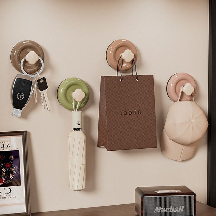 혼반홈 흡착식 후크 무타공 다용도 펀치리스 도어 후크 걸이 욕실 수건걸이 4개 세트, 1세트, 혼합색상