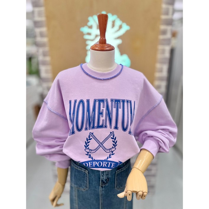 레코브 라인배색 프린트 맨투맨(LC41E4LT020X)