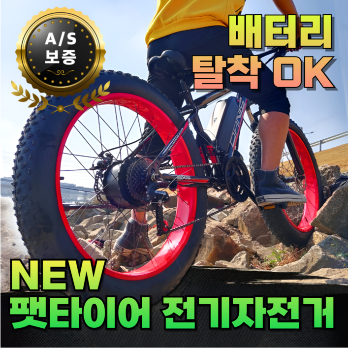 광폭랙 편한한 팻바이크 전기 자전거 자토바이 전동 스쿠터 출퇴근 배달 오프로드 광폭타이어, 화이트/블루, 스틸