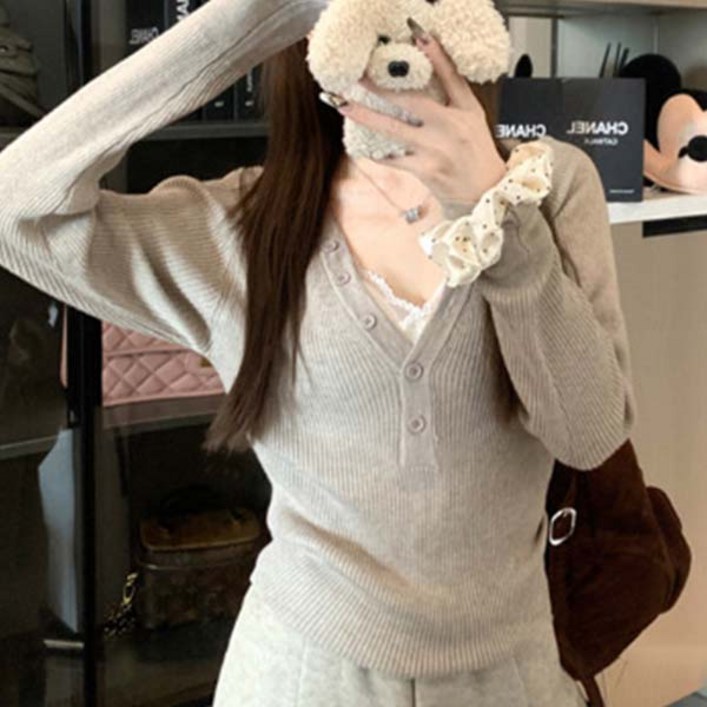 어반룩불 마리엘 버튼 골지 슬림 니트 가디건