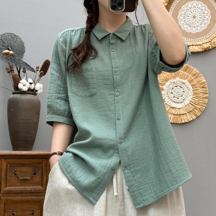 드마엘 여성 네티 7부 소매 여름셔츠5color델로나