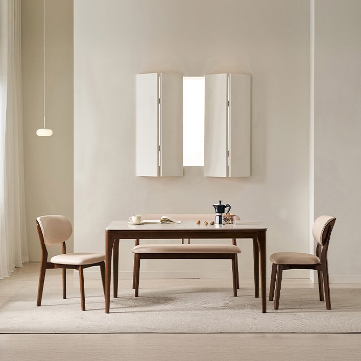 삼익가구 시에나 포세린 통세라믹 4인용 원목 식탁 1400 테이블