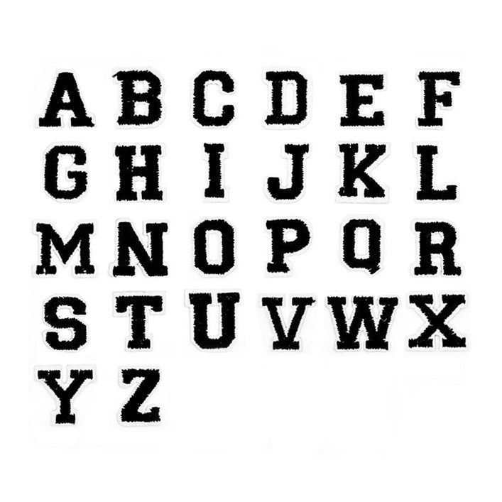 고딕알파벳 G001 블랙 소 열부착 자수 와펜