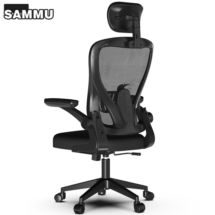 SAMMU 컴퓨터 의자 사무용 의자 학습용 의자 인체 공학적 디자인 조절 가능한 팔걸이 및 요추 지지대, 검은색