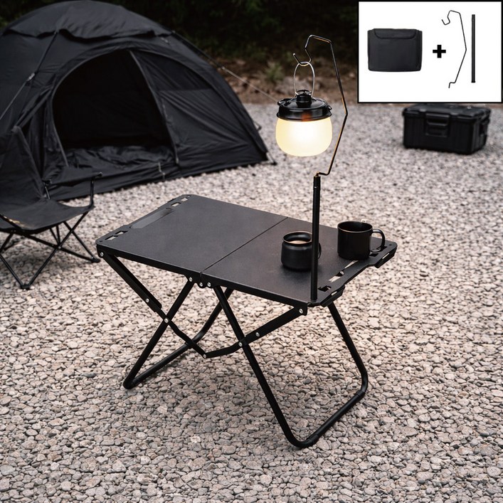 벨리에 캠핑 원액션 테이블 폴딩 접이식 테이블, 무광 블랙