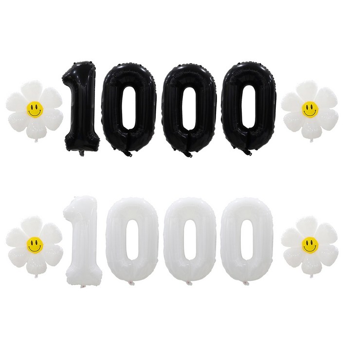 해피쏘굿 1000일 데이지 풍선세트, 화이트숫자세트