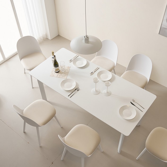 프렌치 화이트 식탁 테이블 1800, 8인용, 화이트