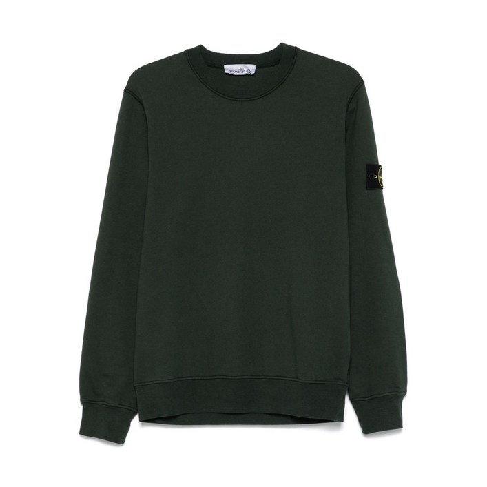 스톤 아일랜드 로고 패치 크루 넥 스웨트셔츠