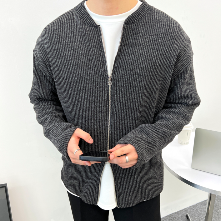이브컴퍼니 남녀공용 투웨이 오버핏 골지 집업 니트 가디건 빅사이즈 M-4XL 8컬러 (2237-1)