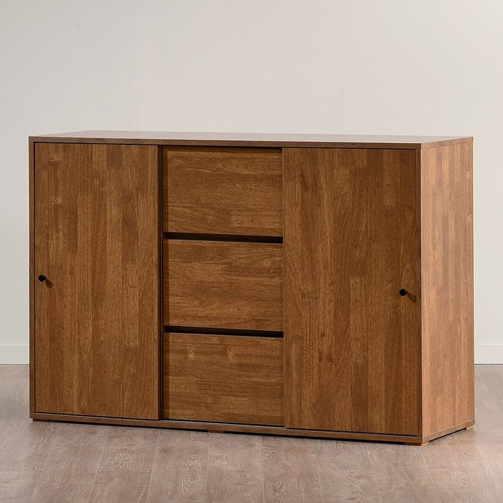 브루노 솔드 2단 E0 미닫이 슬라이드 수납장 1200 서랍장 수납장, 월넛