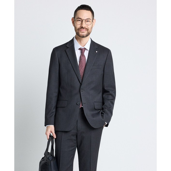 에스티코 남성 울혼방 사방스판 수트세트 슬림핏 그레이