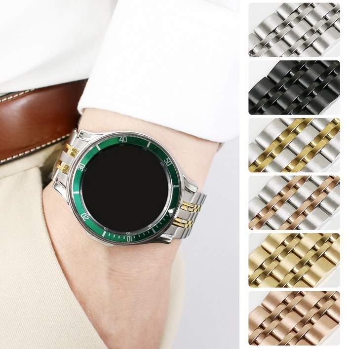 오르몽트 세트 7선 날개형 스트랩 세트 갤럭시워치4 클래식 46mm 42mm 호환 메탈스트랩베젤링보호커버, 5골드콤비TPU하프실버8, 1개