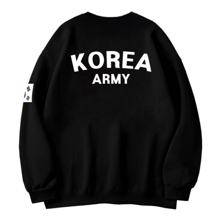더팀 남녀공용 오버핏 기모맨투맨 코리아아미 로카 기본형
