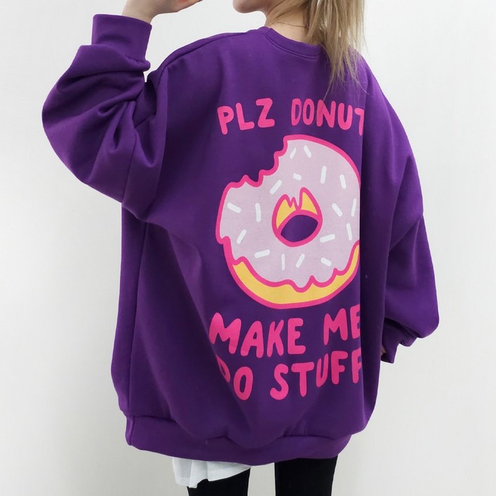 4XL, 3COLOR 슈가도넛 빅 맨투맨 기모ver. 5599까지 빅사이즈 오버사이즈 남여공용 기모 겨울 홈웨어 박스맨투맨