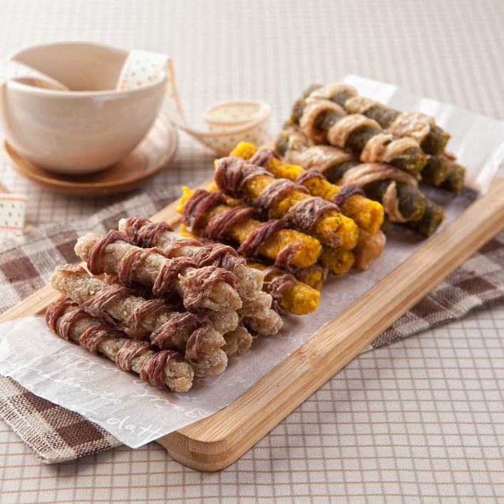 힐링펫 반려견 천연 수제간식 삼색야채말이 70G, 1개 힐링펫 반려견 천연 수제간식 삼색야채말이 70G, 1개