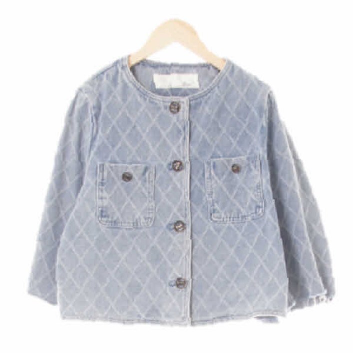 2495 지컷 중청 아가일패턴 데님 빈티지버튼7부청자켓