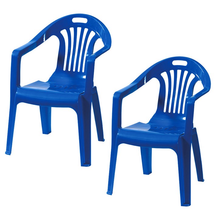 플라스틱의자 팔걸이의자 행사 편의점 포장마차 간이용 보조 2개, 블루, 2개
