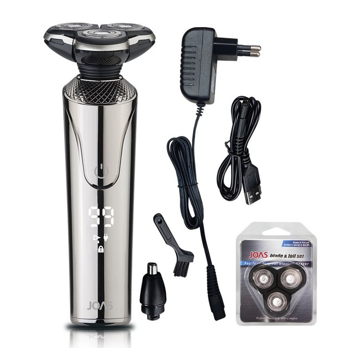 조아스 전기면도기 3중날 생활방수 JR5690 4종세트 본품날망어뎁터콧털제거기
