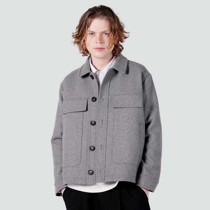 남자 울이브직 빅후다 크롭자켓 CXS25WWJKA01 GRY