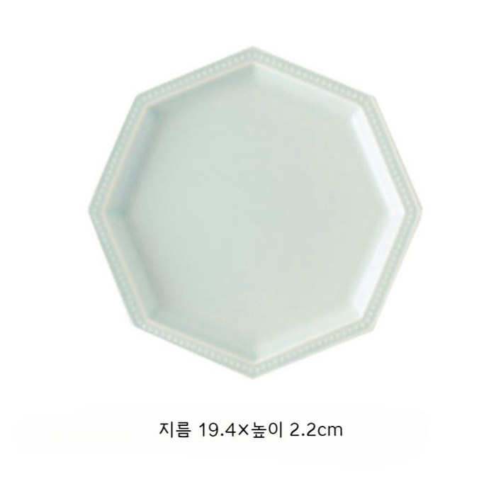 스튜디오엠 세라믹접시 ZAKKA 팔각형 플레이팅 디저트접시, 민트 그린 대형, 1개